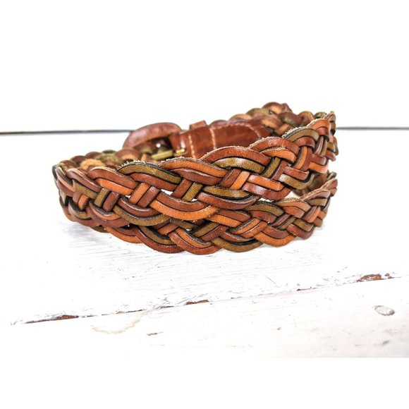 Vintage Brooks Brothers brown braided leather belt main image 5